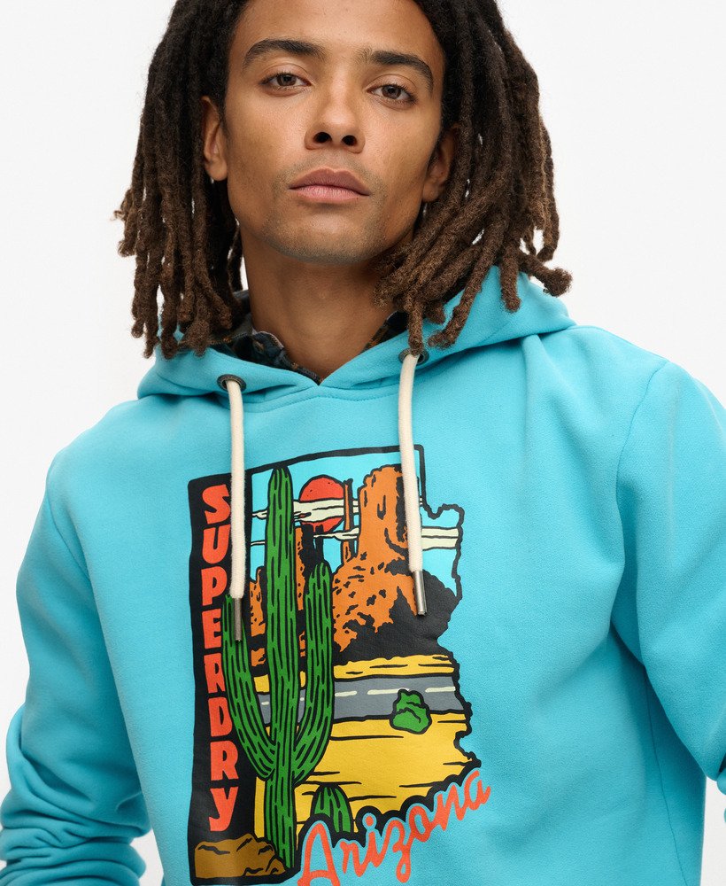 hoodie met reisansichtkaartprint in maui-blauw