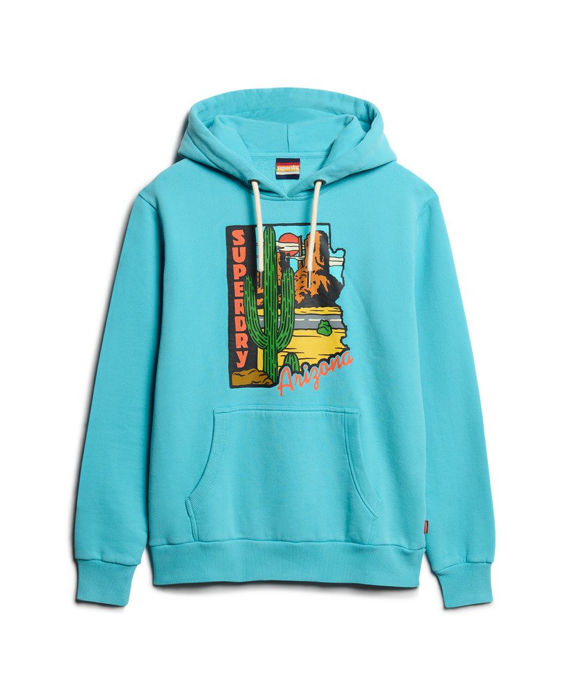 hoodie met reisansichtkaartprint in maui-blauw