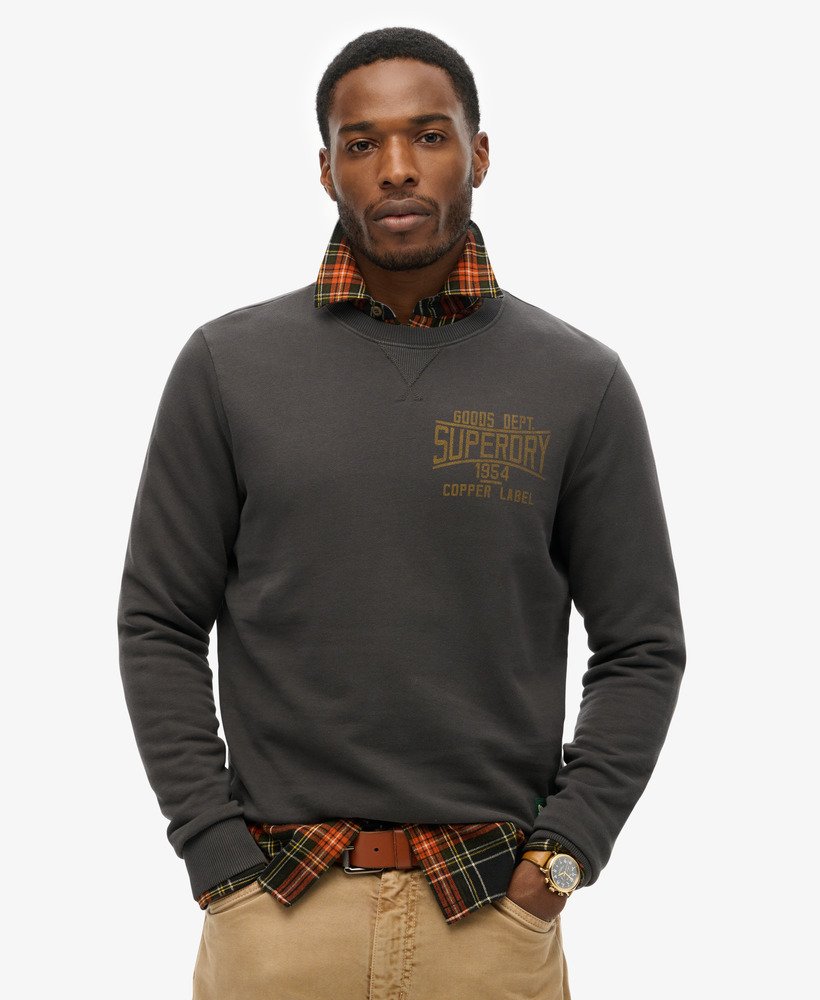 copper label workwear chest crew sweatshirt in gewassen zwart