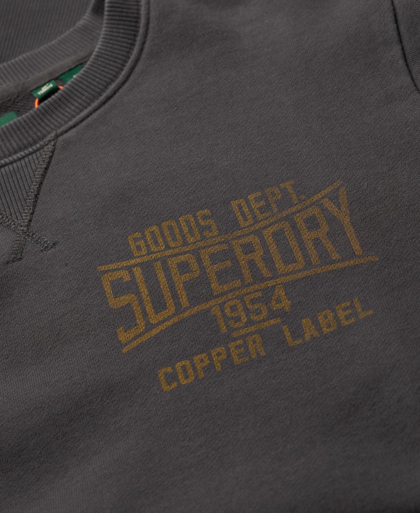 copper label workwear chest crew sweatshirt in gewassen zwart