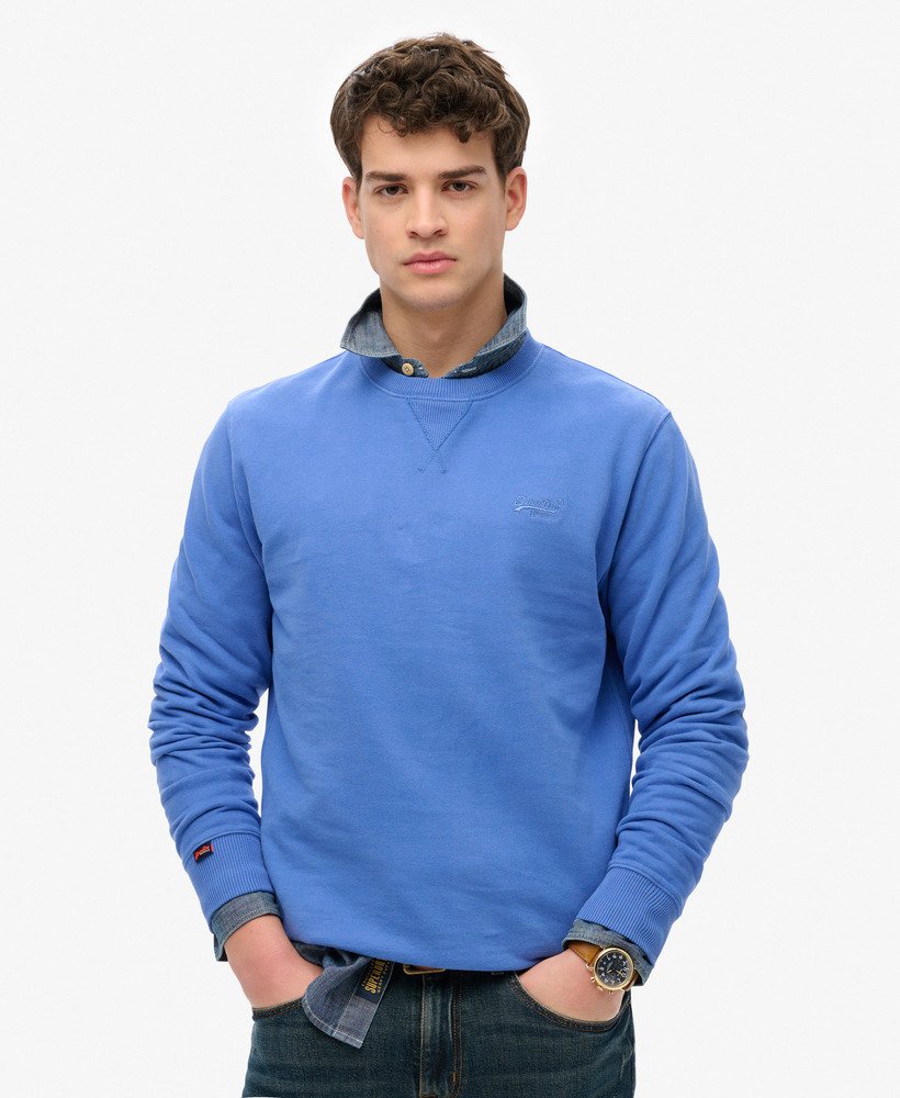 essential logo crew sweatshirt in chambrayblauw