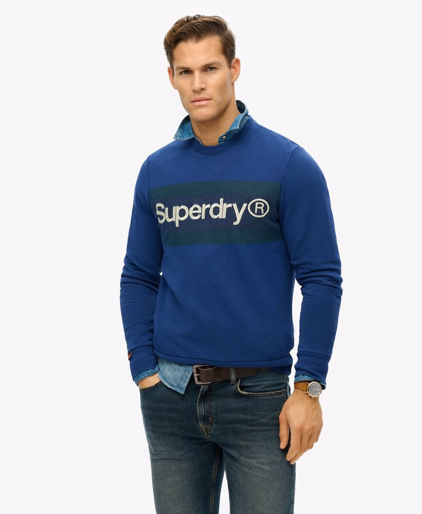 Relaxte crewneck sweater met Core-logo en strepen