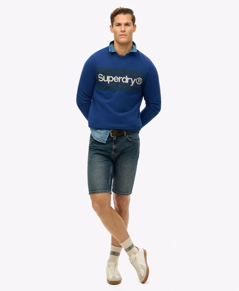 Relaxte crewneck sweater met Core-logo en strepen