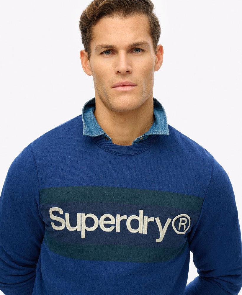Relaxte crewneck sweater met Core-logo en strepen
