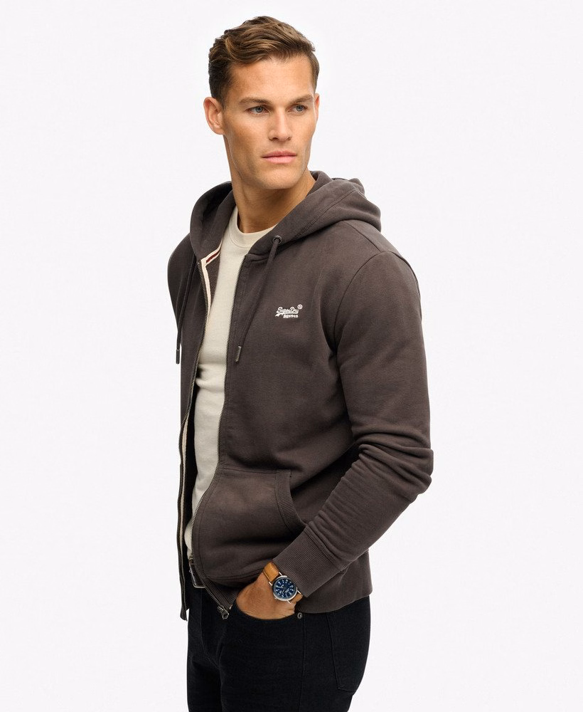 Essential Logo Half Brushed Zip Hoodie