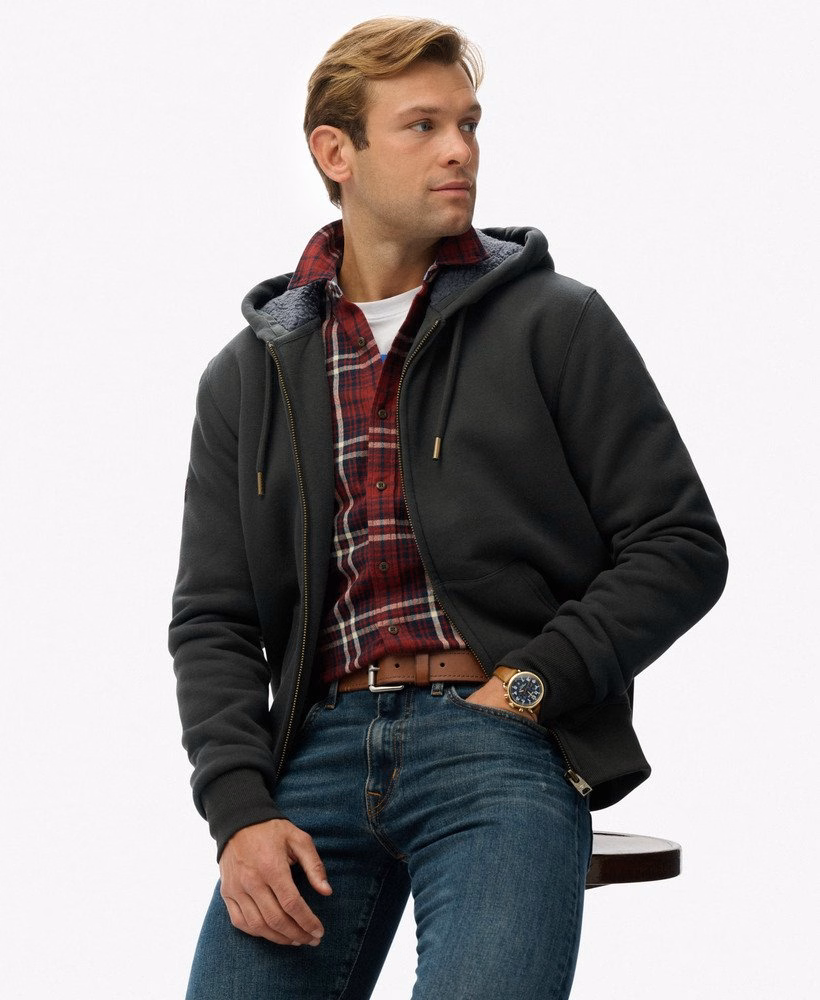 Borg gevoerde hoodie met rits