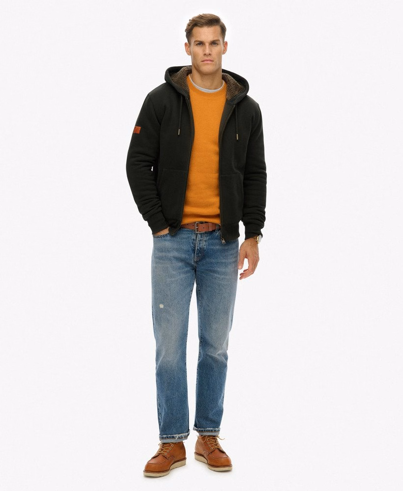 Borg gevoerde hoodie met rits