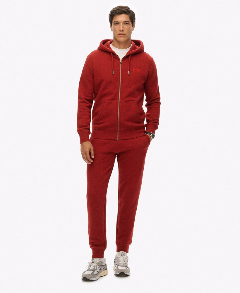 Hoodie met ritssluiting en vintage logo, geborduurd