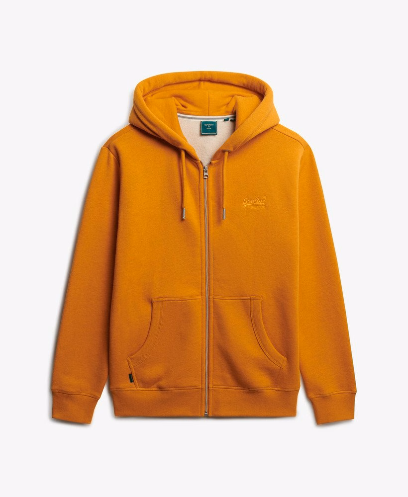 Hoodie met ritssluiting en vintage logo, geborduurd