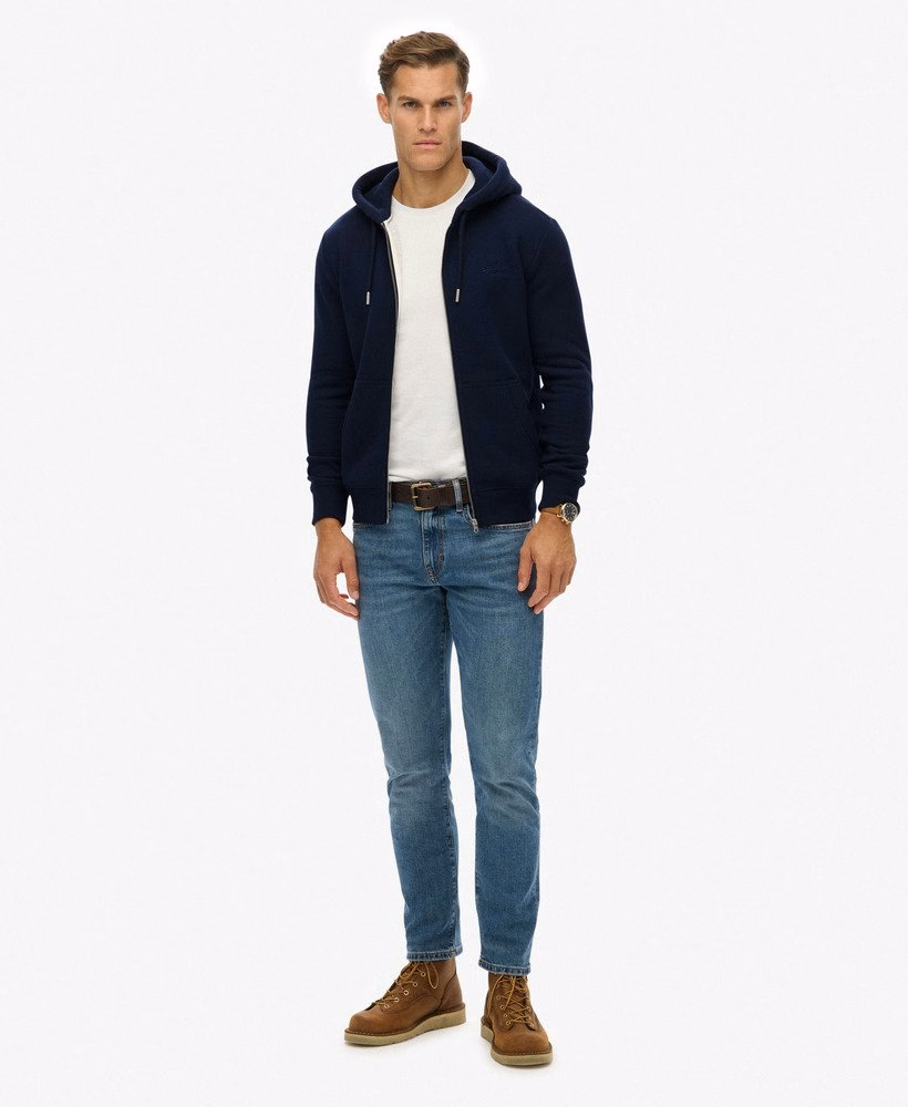 Hoodie met ritssluiting en vintage logo, geborduurd