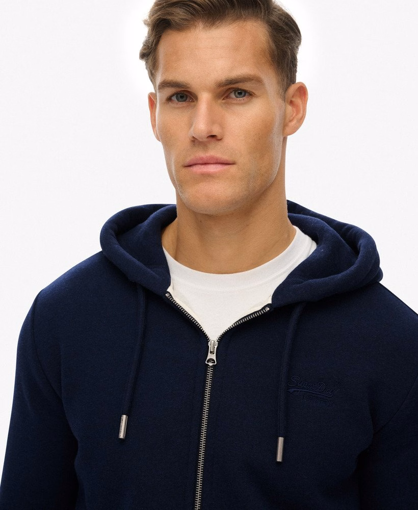 Hoodie met ritssluiting en vintage logo, geborduurd