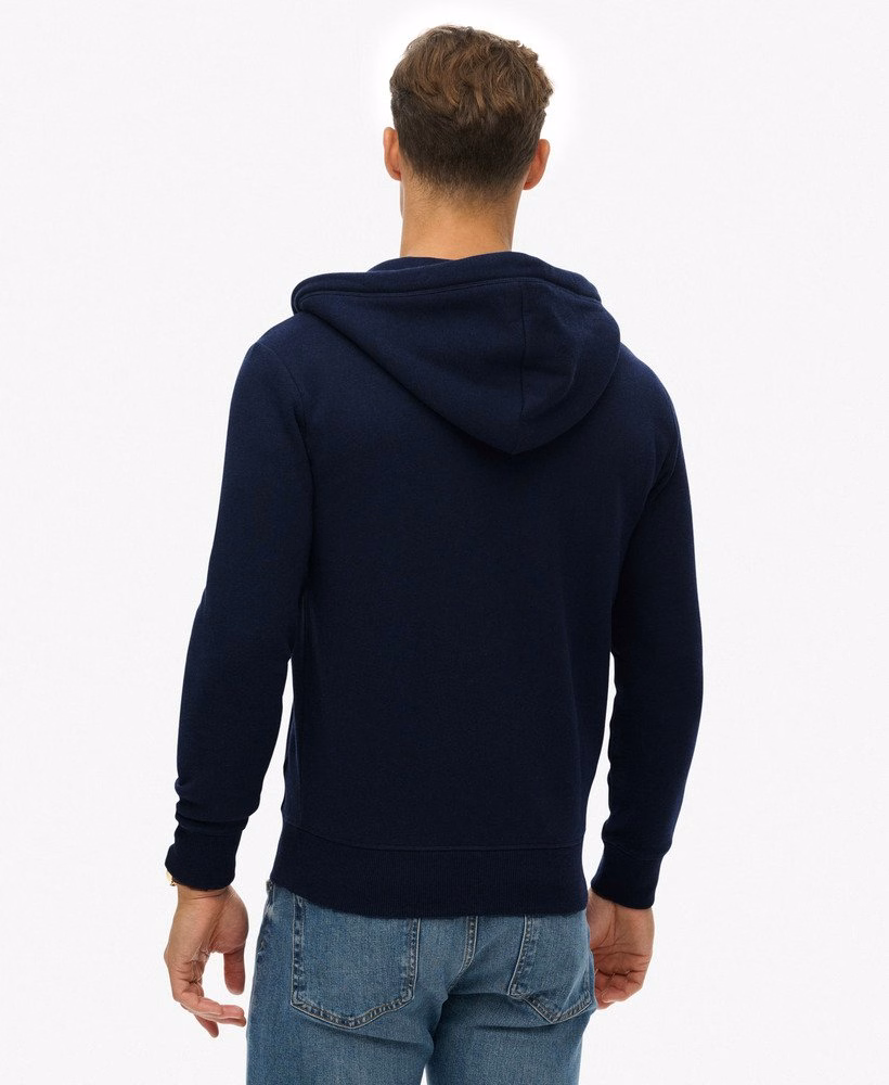 Hoodie met ritssluiting en vintage logo, geborduurd