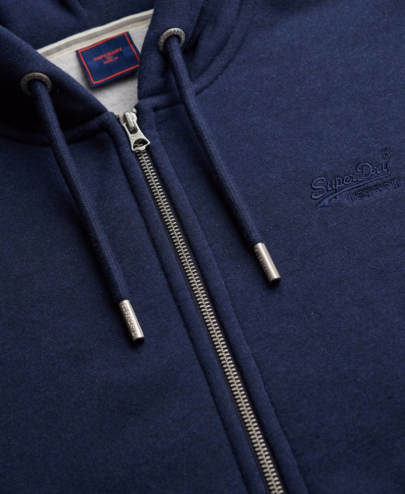 Hoodie met ritssluiting en vintage logo, geborduurd