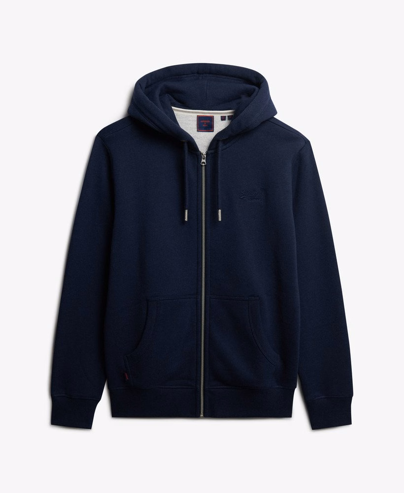 Hoodie met ritssluiting en vintage logo, geborduurd