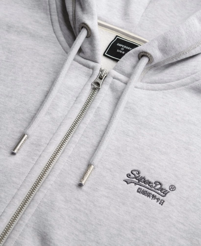 Hoodie met ritssluiting en vintage logo, geborduurd