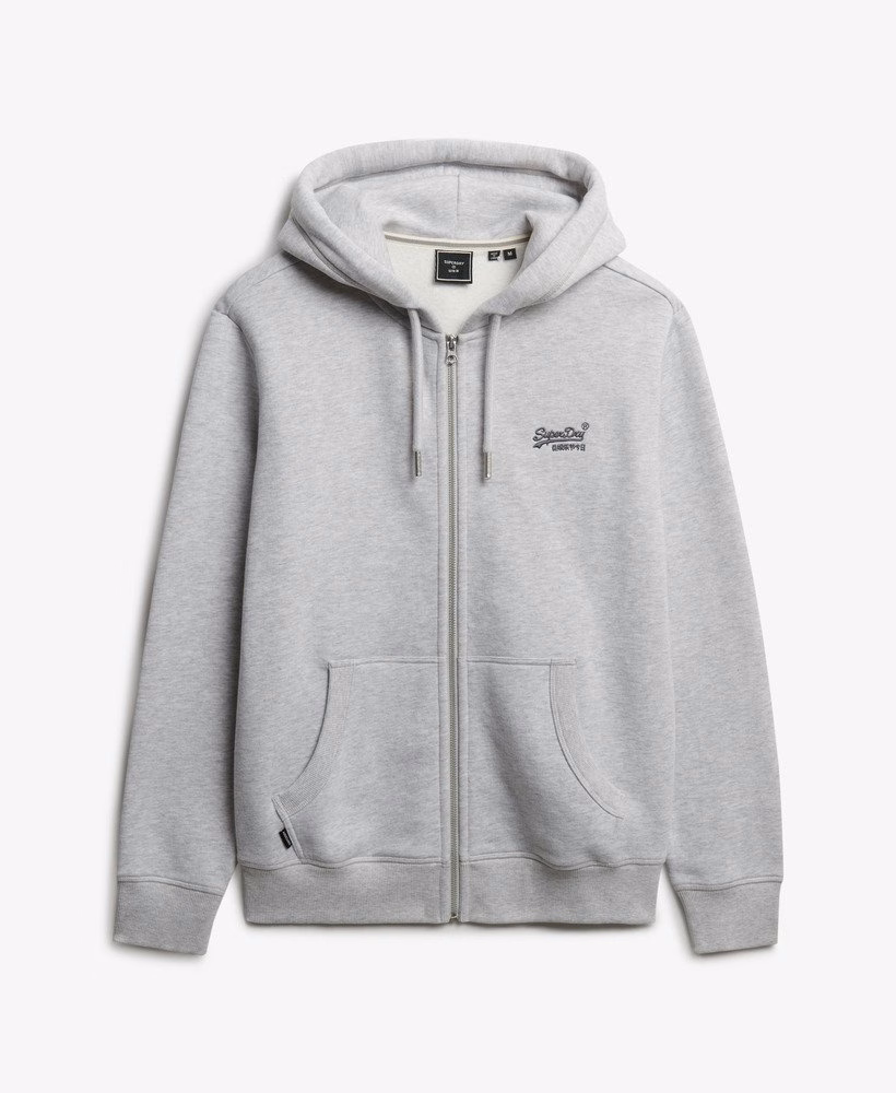 Hoodie met ritssluiting en vintage logo, geborduurd