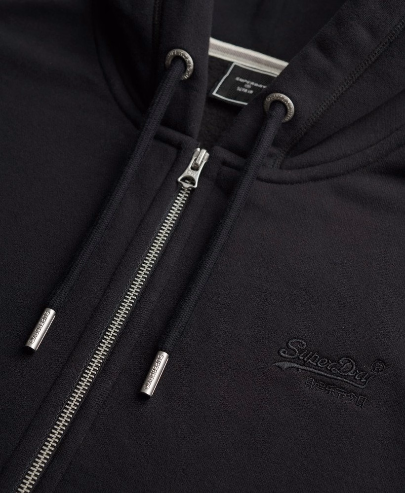 Hoodie met ritssluiting en vintage logo, geborduurd