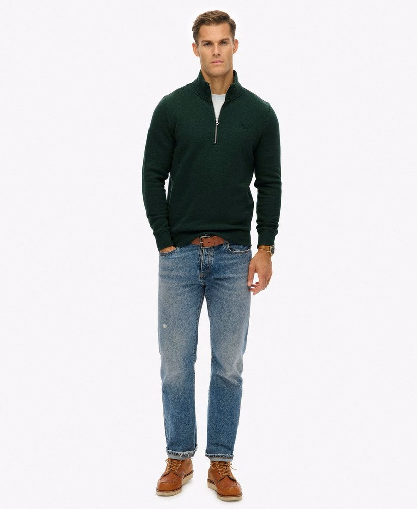 Vintage sweatshirt met geborduurd logo en halve rits