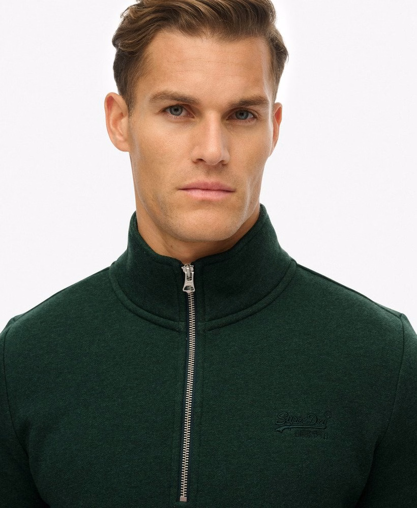 Vintage sweatshirt met geborduurd logo en halve rits
