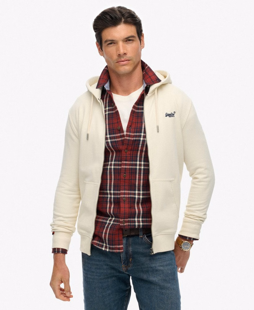 Essential Logo Zip Hoodie Half Brushed