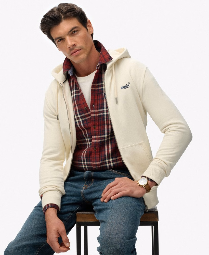 Essential Logo Zip Hoodie Half Brushed