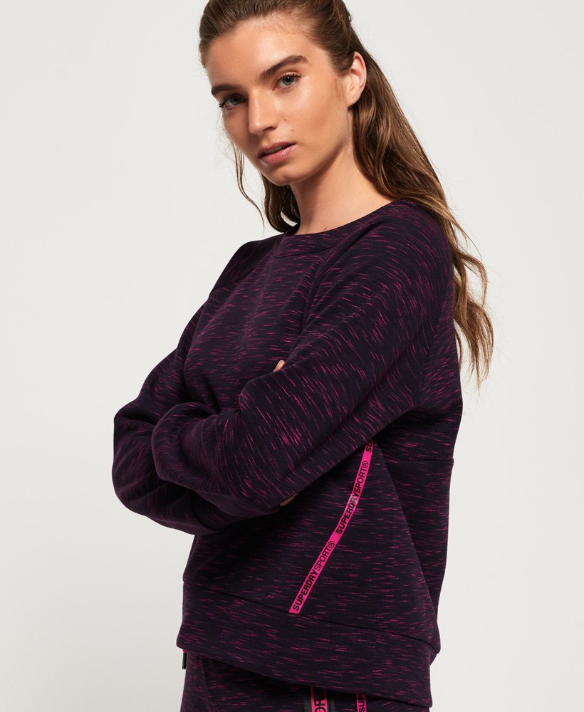 core gym tech panel crew sweatshirt in midnight purple