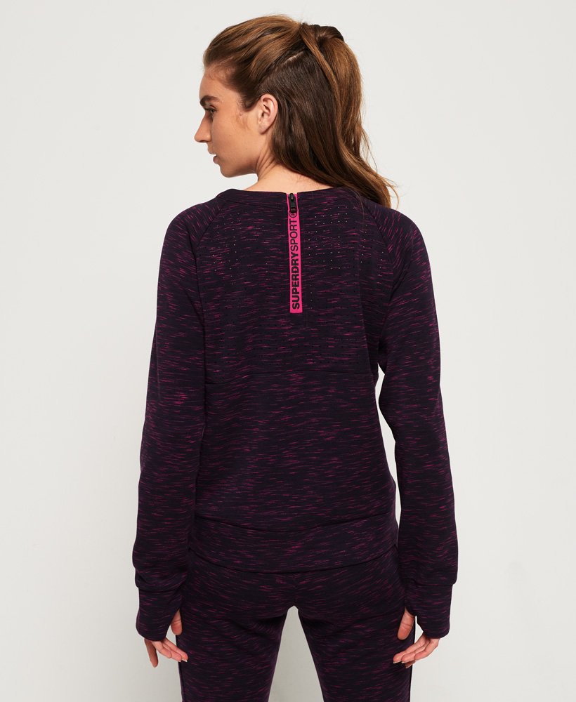 core gym tech panel crew sweatshirt in midnight purple