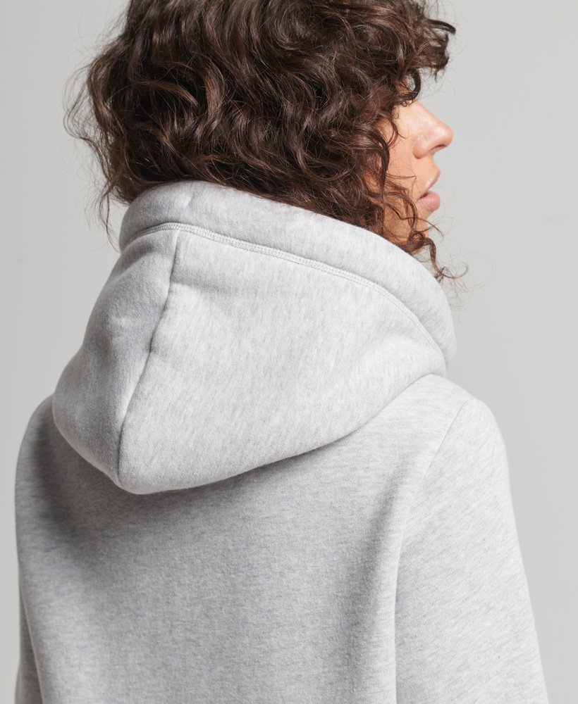 hoodie met ritssluiting van biologisch katoen vintage logo en borduursel in glacier grey marl.