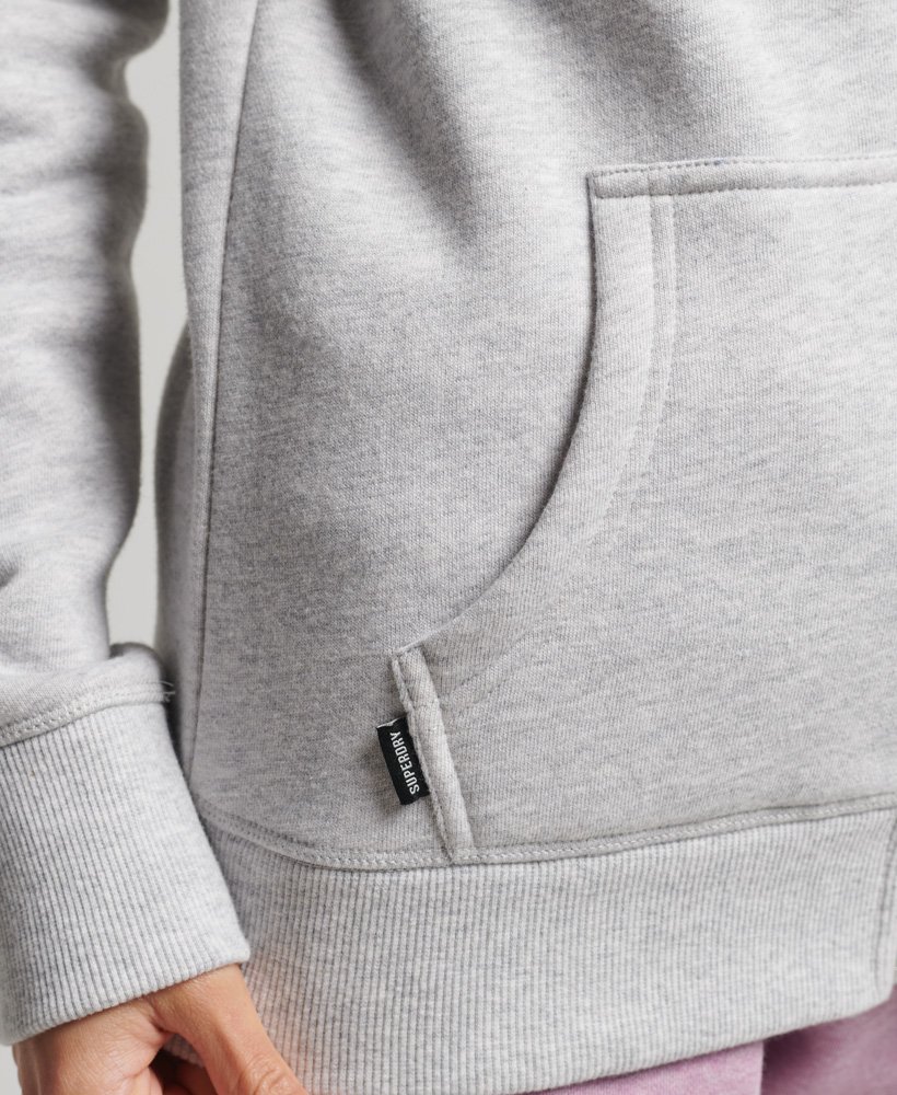 hoodie met ritssluiting van biologisch katoen vintage logo en borduursel in glacier grey marl.
