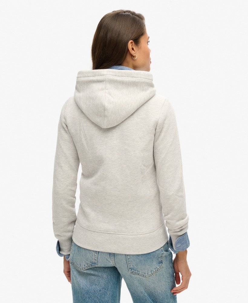 hoodie met ritssluiting en vintage logo geborduurd in glacier grey marl.