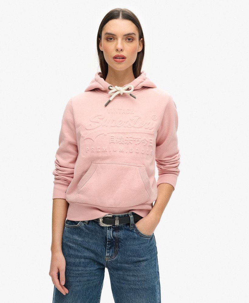 hoodie met reliëf vintage logo in vintage blushroze.