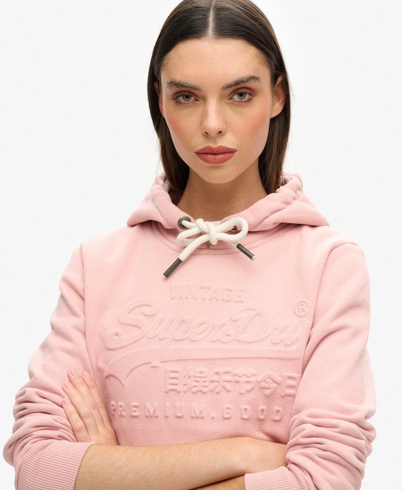 hoodie met reliëf vintage logo in vintage blushroze.