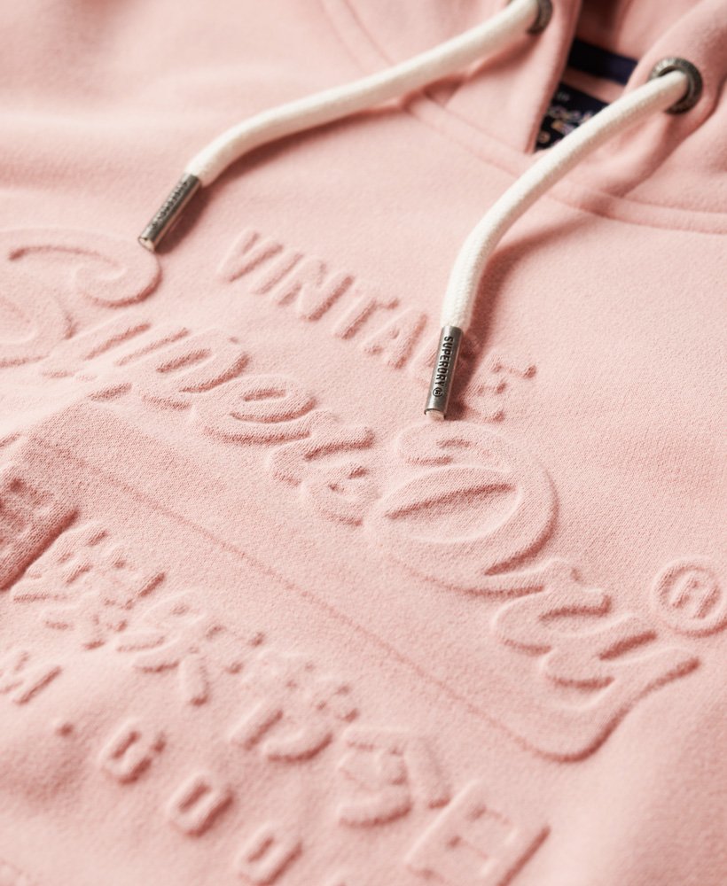 hoodie met reliëf vintage logo in vintage blushroze.
