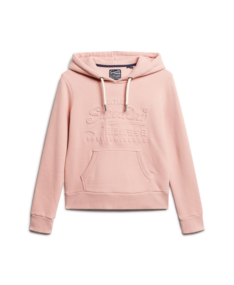 hoodie met reliëf vintage logo in vintage blushroze.