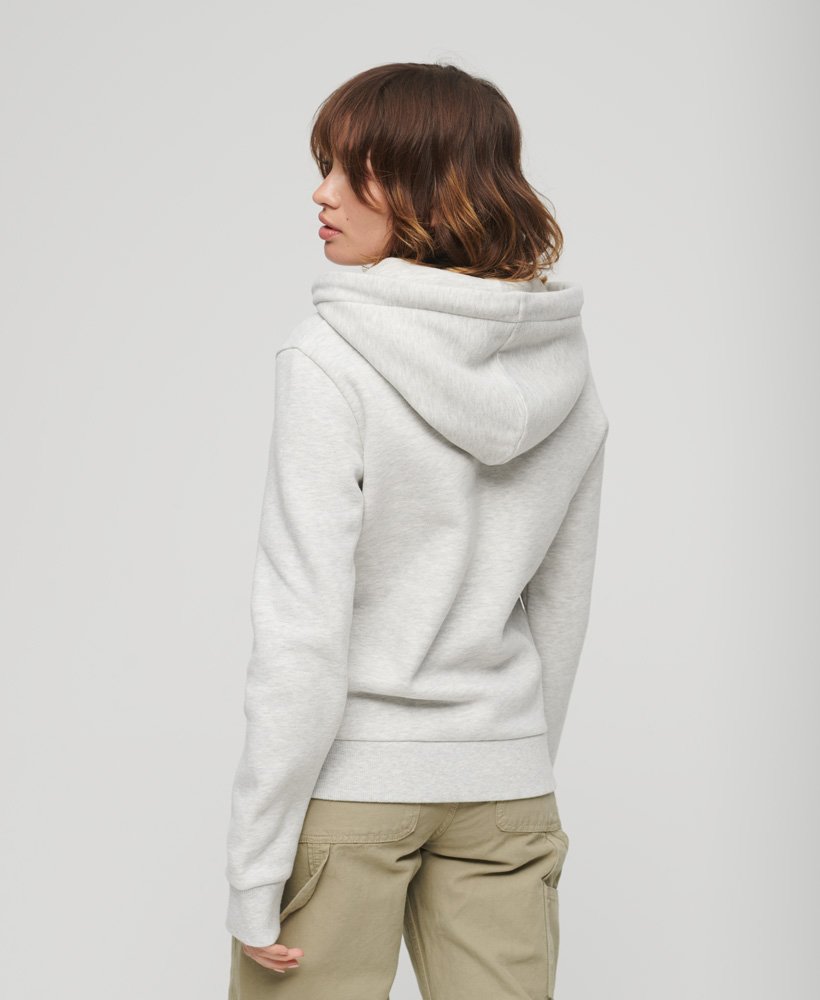 hoodie met opdruk in gletsjergrijs gemêleerde kleur.