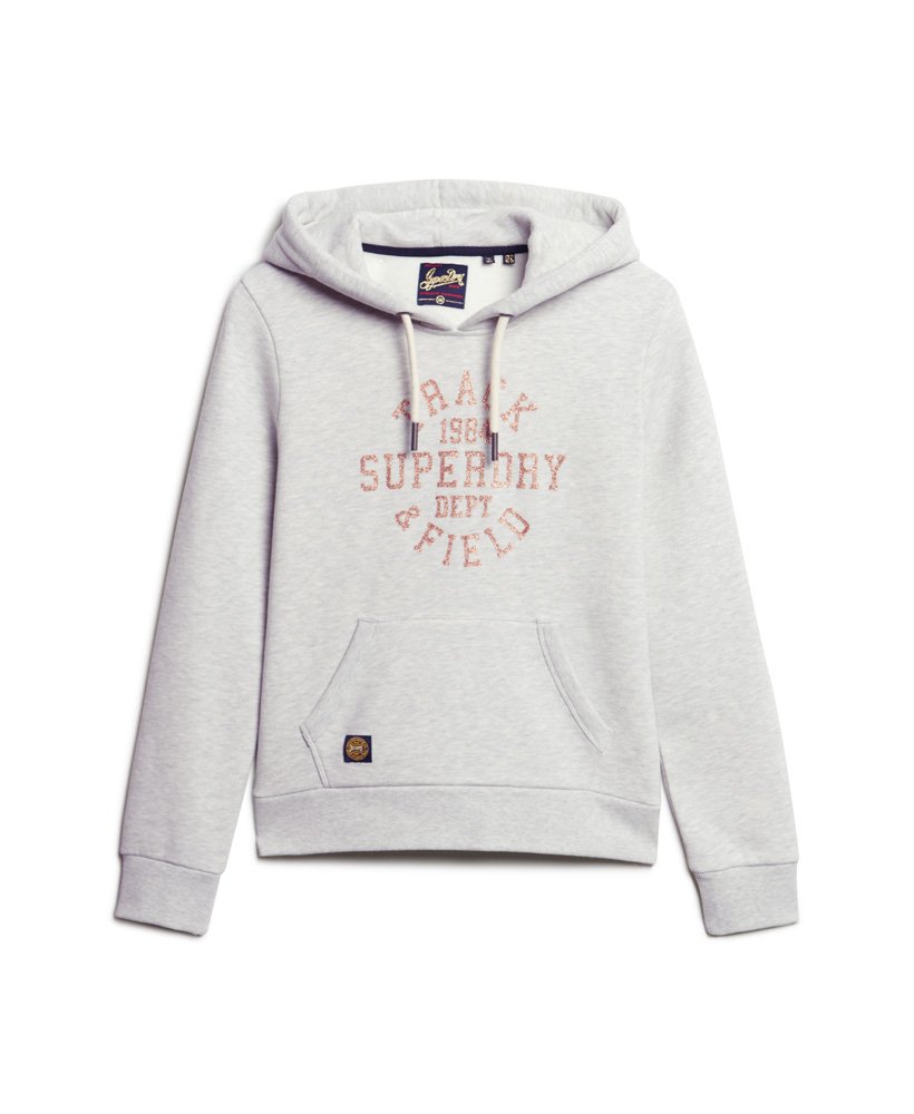 hoodie met opdruk in gletsjergrijs gemêleerde kleur.