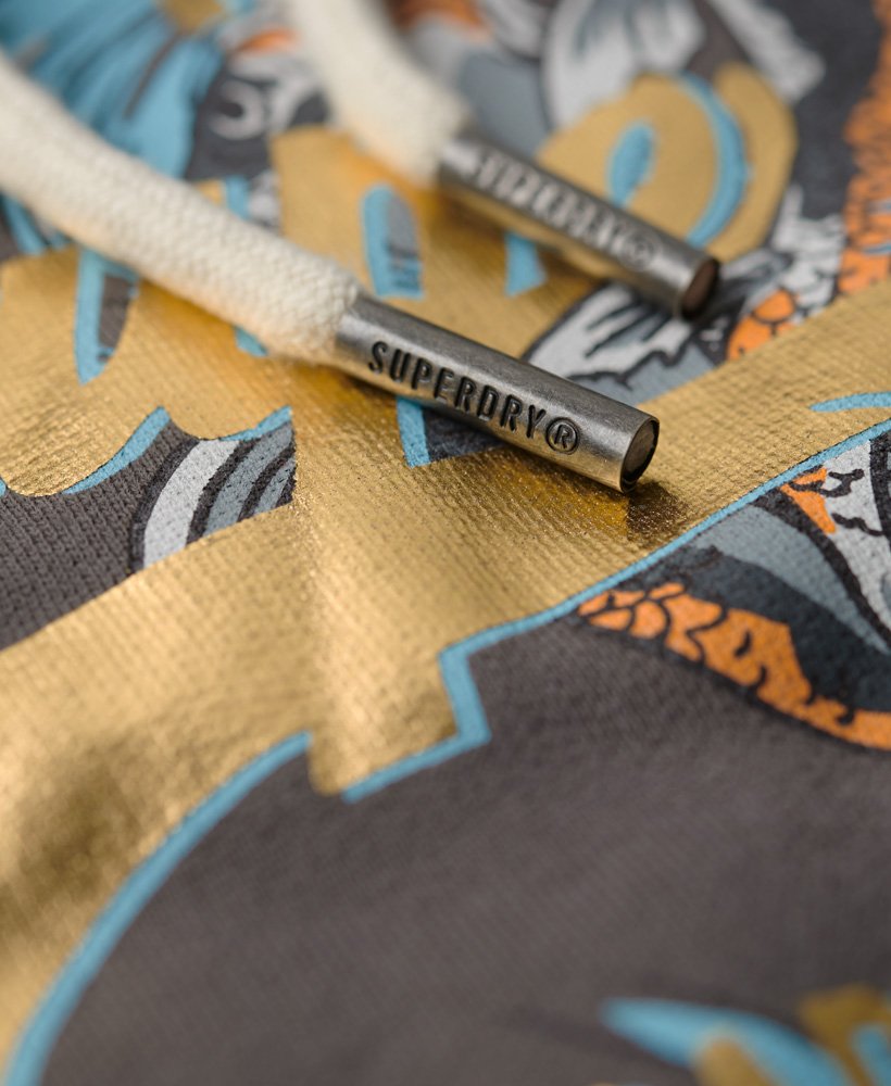 hoodie met vintage japans logo in donkergrijs.