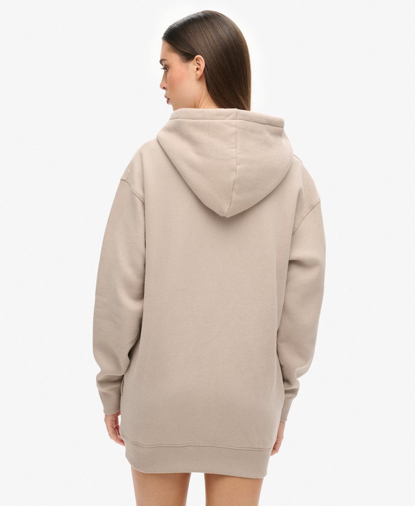 luxe metallic logo hoodie jurk in warmgrijs