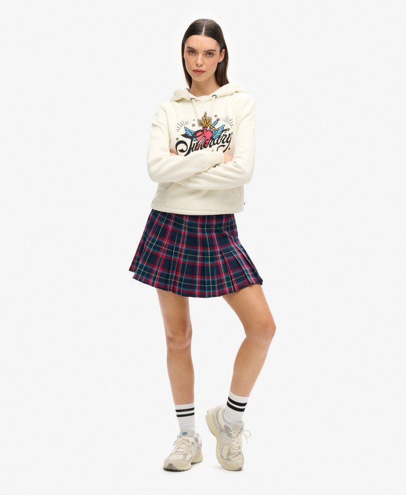hoodie met tattoo-scriptprint in crèmekleur.