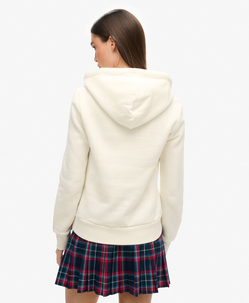 hoodie met tattoo-scriptprint in crèmekleur.
