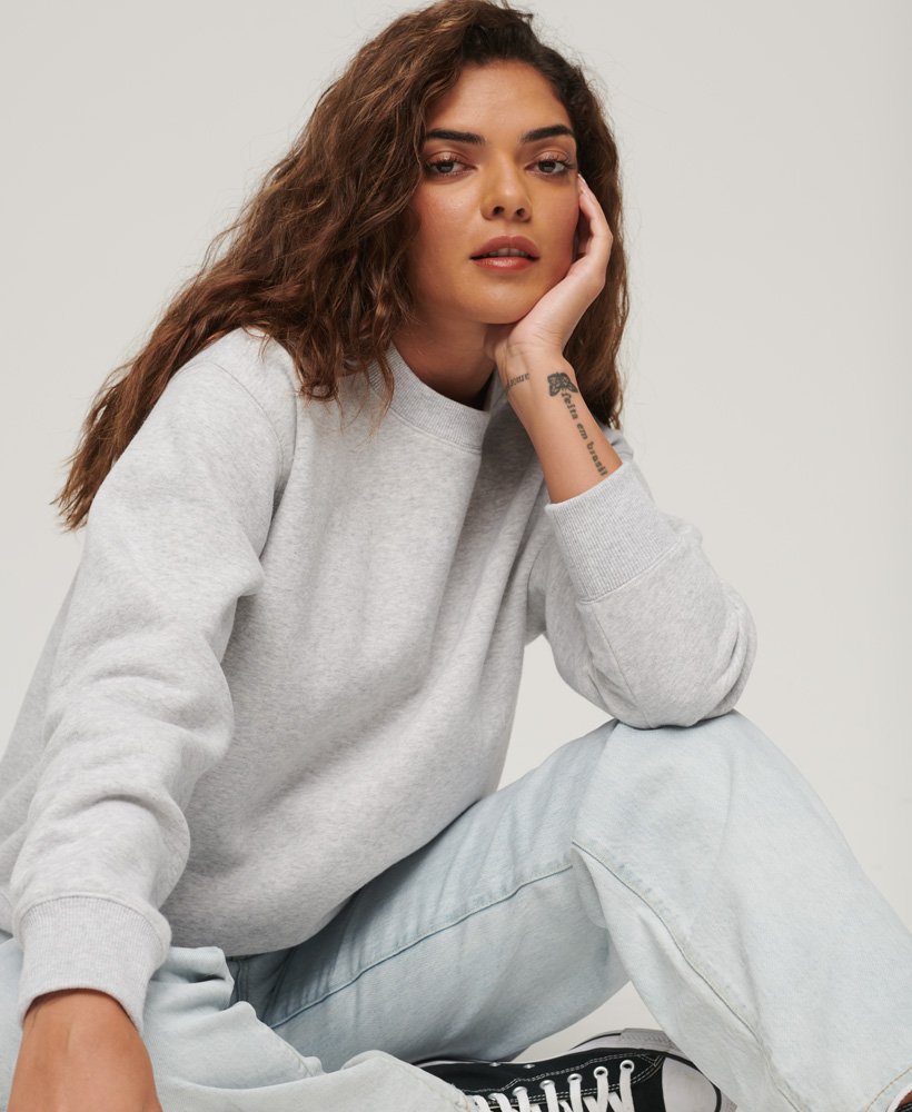 essential logo relaxed fit sweatshirt in glacier grey marl