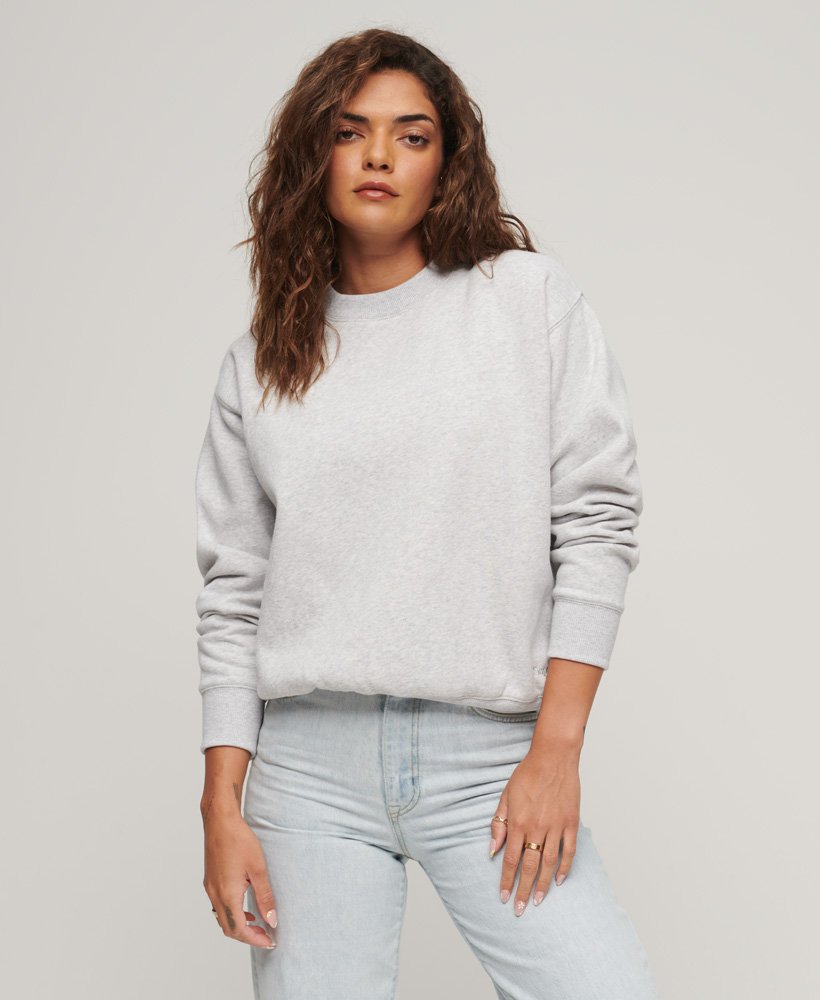 essential logo relaxed fit sweatshirt in glacier grey marl