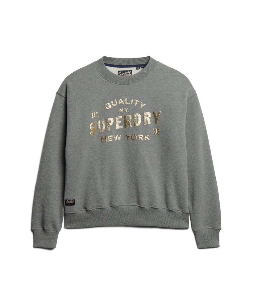luxe metallic logo sweatshirt in een rijke antracietgrijze kleur.