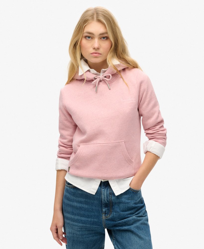 essential logo hoodie in la soft pink marl