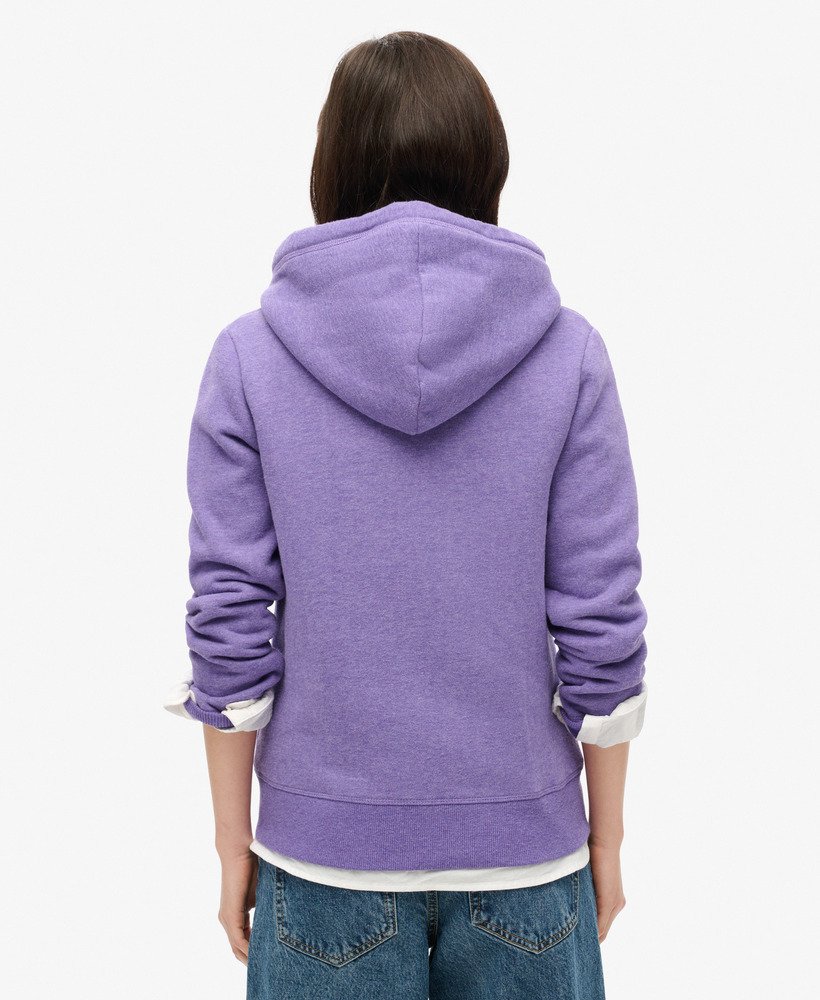 essential logo zip hoodie in bright purple marl