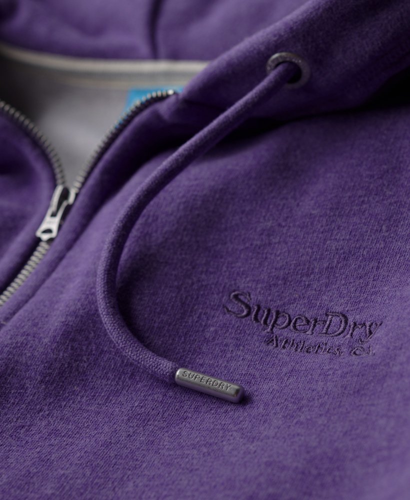 essential logo zip hoodie in bright purple marl