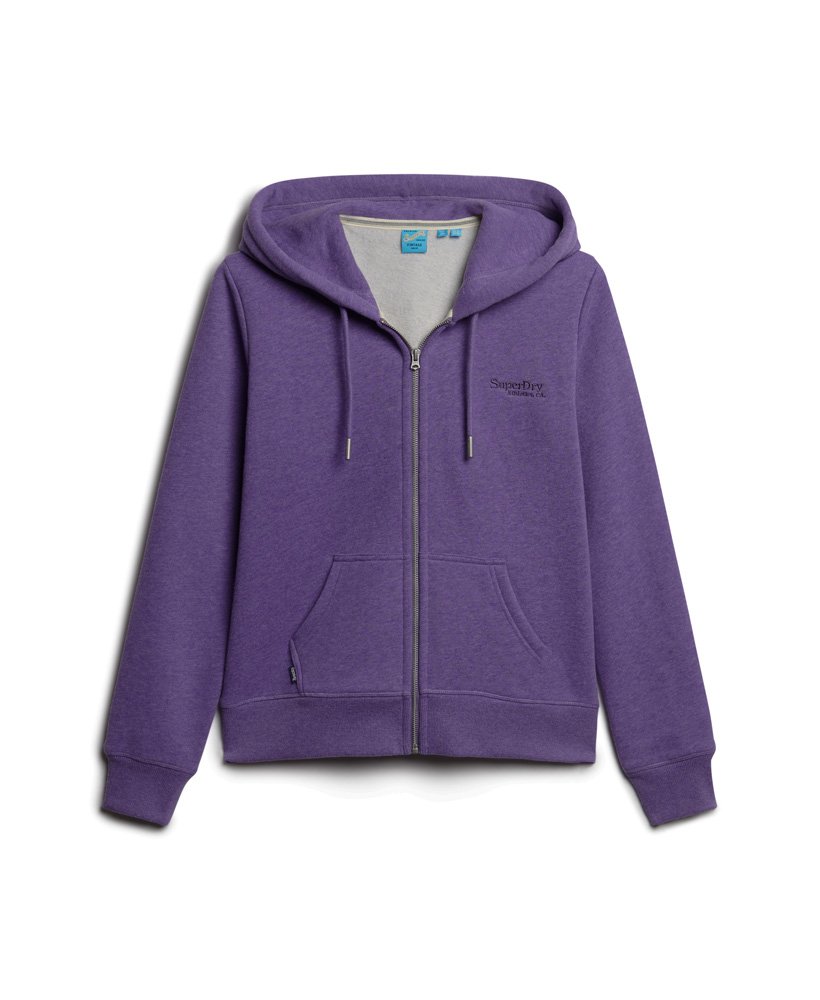essential logo zip hoodie in bright purple marl