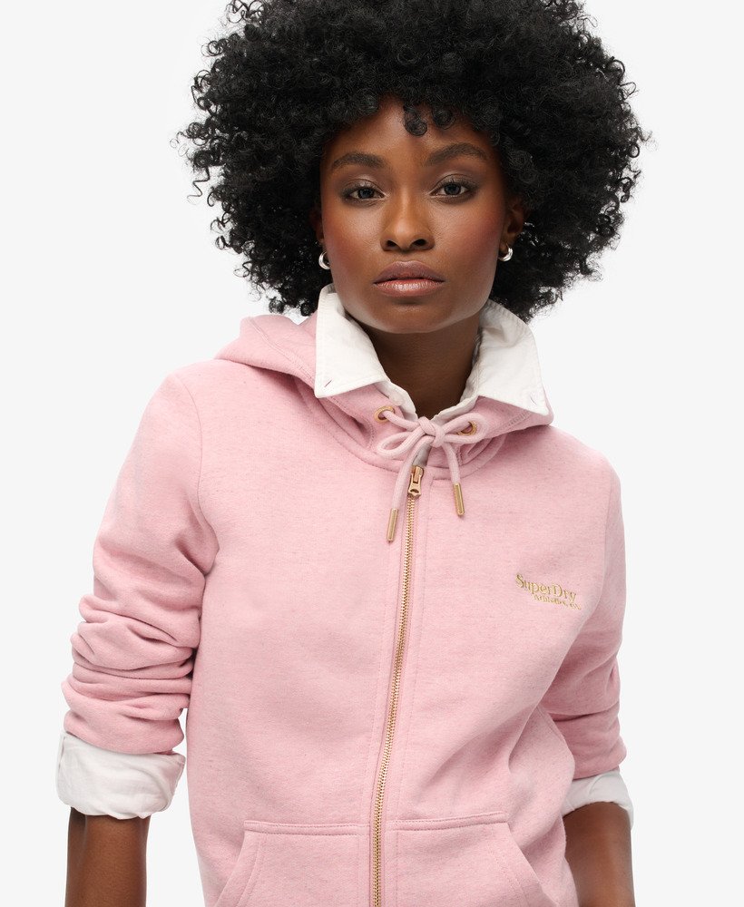 essential logo zip hoodie in la soft pink marl