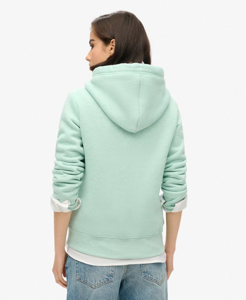 essential logo zip hoodie in minted green marl