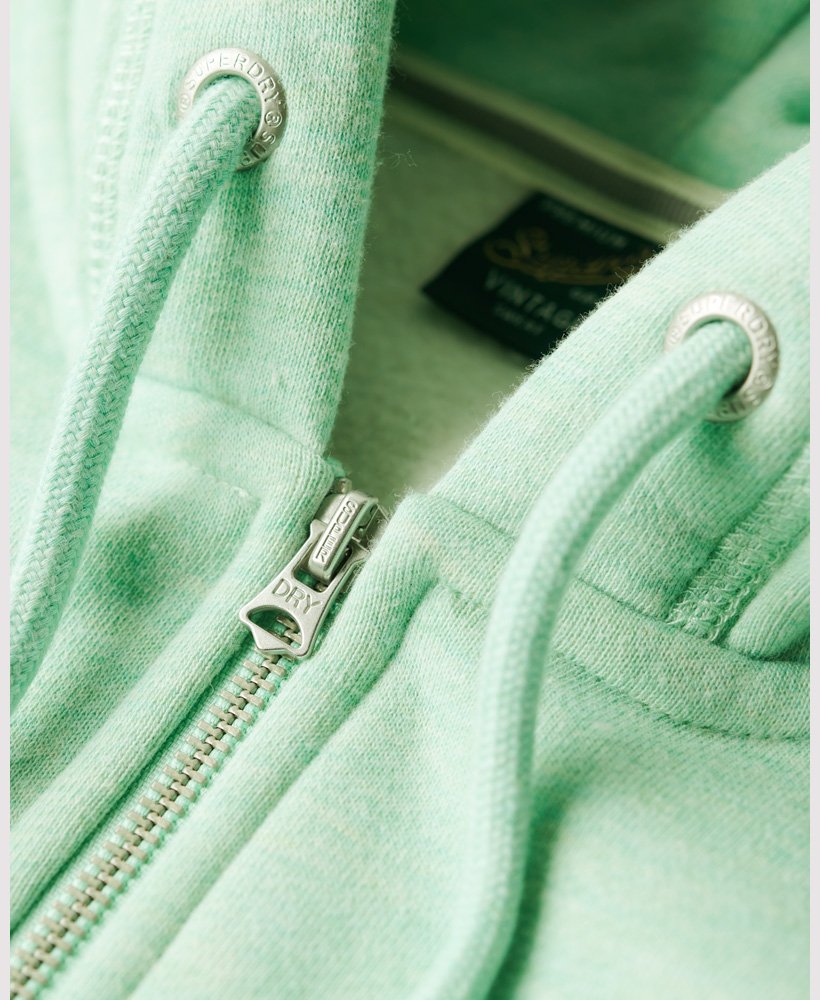 essential logo zip hoodie in minted green marl